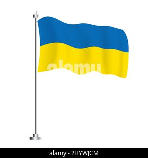 Ukraine Flagge. Isolierte Wellenfahne des Landes Ukraine. Vektorgrafik. Unabhängigkeitstag. Stock Vektor