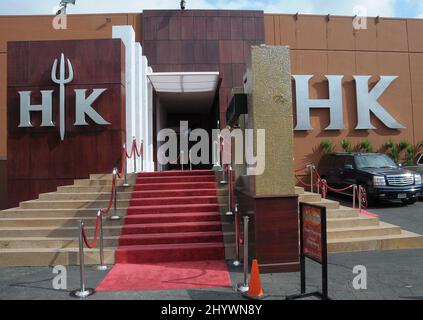 Das Set von Hell's Kitchen in Culver City, Kalifornien, wird als Küchenchef Gordon Ramsay die Episode von „Hell's Kitchen“ aus dem Jahr 100. feiert. Stockfoto