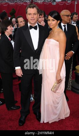 Matt Damon und Luciana Barroso kommen bei den Academy Awards 82. im Kodak Theatre, Los Angeles. Stockfoto