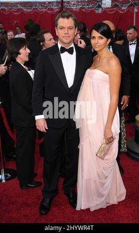 Matt Damon und Luciana Barroso kommen bei den Academy Awards 82. im Kodak Theatre, Los Angeles. Stockfoto