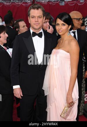 Matt Damon und Luciana Barroso kommen bei den Academy Awards 82. im Kodak Theatre, Los Angeles. Stockfoto