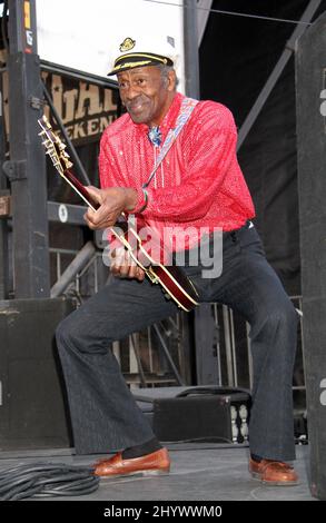 Chuck Berry bei einem Konzert beim Viva Las Vegas Rockabilly Festival im Orleans Hotel & Casino, Las Vagas Stockfoto