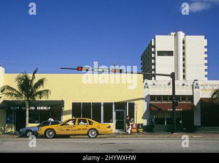 Taxi in Washington Avenue, South Miami, Florida, Vereinigte Staaten von Amerika Stockfoto