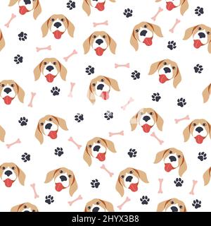 Nahtloses Muster mit niedlichen Cartoon Hunde Schnauze labrador Stock Vektor