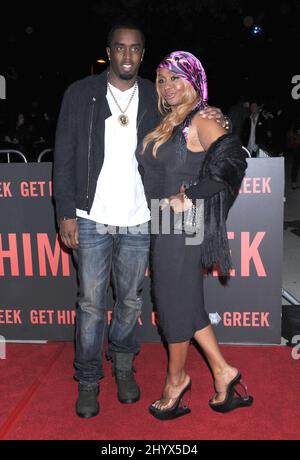 Sean Combs und Janice Combs während der Weltpremiere von „Get Him to the Greek“ im Greek Theatre, Los Angeles, Kalifornien Stockfoto