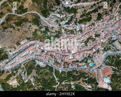 Luftaufnahme des Dorfes Frigiliana , berühmtes Ziel in Südspanien, Andalusien Stockfoto