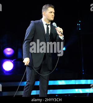 Michael Buble tritt live auf seiner „Crazy Love“-Tour im Verizon Center, Washington, auf Stockfoto