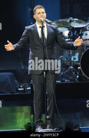 Michael Buble tritt live auf seiner „Crazy Love“-Tour im Verizon Center, Washington, auf Stockfoto