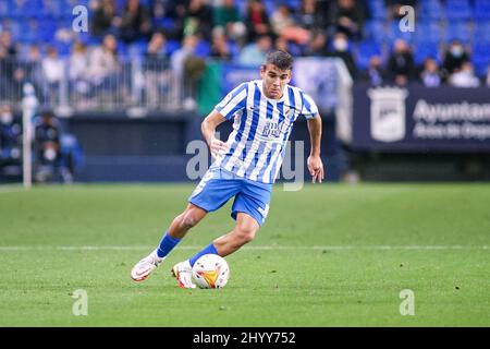 Malaga, Spanien. 12. März 2022. Victor Gomez wurde während des Matches von La Liga Smartbank 2021/2022 zwischen Malaga CF und SD Ponferradina im La Rosaleda Stadium gesehen. Endergebnis; Malaga CF 0:0 SD Ponferradina Credit: SOPA Images Limited/Alamy Live News Stockfoto