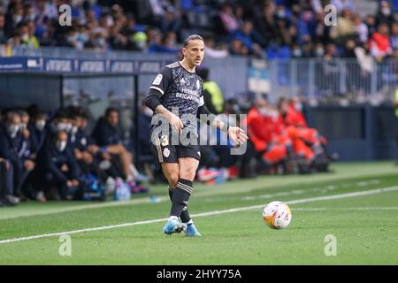 Malaga, Spanien. 12. März 2022. Jose Rios gesehen während der La Liga Smartbank 2021/2022 Spiel zwischen Malaga CF und SD Ponferradina im La Rosaleda Stadium. Endergebnis; Malaga CF 0:0 SD Ponferradina Credit: SOPA Images Limited/Alamy Live News Stockfoto