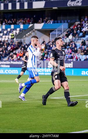 Malaga, Spanien. 12. März 2022. Alvaro Vadillo-Geste während des Matches von La Liga Smartbank 2021/2022 zwischen Malaga CF und SD Ponferradina im La Rosaleda Stadium. Endergebnis; Malaga CF 0:0 SD Ponferradina Credit: SOPA Images Limited/Alamy Live News Stockfoto