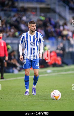 Malaga, Spanien. 12. März 2022. Alvaro Vadillo, gesehen während des Matches von La Liga Smartbank 2021/2022 zwischen Malaga CF und SD Ponferradina im La Rosaleda Stadium. Endergebnis; Malaga CF 0:0 SD Ponferradina Credit: SOPA Images Limited/Alamy Live News Stockfoto