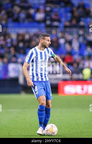 Malaga, Spanien. 12. März 2022. David Lomban gesehen während der La Liga Smartbank 2021/2022 Spiel zwischen Malaga CF und SD Ponferradina im La Rosaleda Stadium. Endergebnis; Malaga CF 0:0 SD Ponferradina Credit: SOPA Images Limited/Alamy Live News Stockfoto