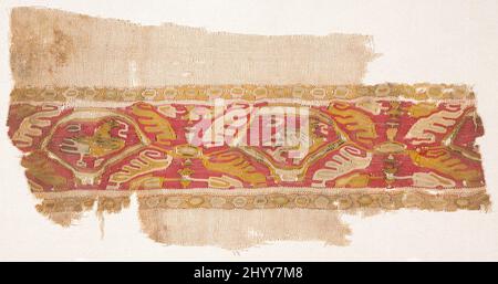 Textilfragment. Ägypten, 8.-9. Jahrhundert. Textilien; Fragmente. Leinenbindung mit Leinengewebe aus Leinen und Seidengewebe Stockfoto