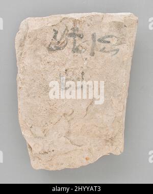 Ostracon mit kurzer Hieratic-Inschrift eines persönlichen Namens. Ägypten, Neukönigreich, 19. oder 20. Dynastien (1315 - 1081 v. Chr.). Werkzeuge und Ausrüstung; Ostraka. Kalkstein Stockfoto