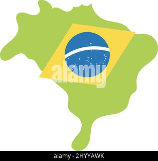 Isolierte Karte von Brasilien mit seiner Flagge Vector Stock Vektor