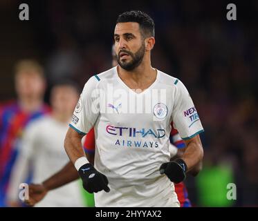 14. März 2022 - Crystal Palace gegen Manchester City - Premier League - Selhurst Park Riyad Mahrez von Manchester City während des Premier League-Spiels im Selhurst Park. Bildnachweis : © Mark Pain / Alamy Live News Stockfoto