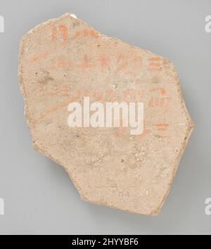 Ostracon mit Architekturzeichnung und Hieratischer Inschrift. Ägypten, Neukönigreich, 20. Dynastie (1200 - 1081 v. Chr.). Werkzeuge und Ausrüstung; Ostraka. Terrakotta Stockfoto