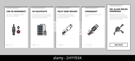 Usb-Kabel Und Port-Käufe Onboarding Icons Set Vector Stock Vektor
