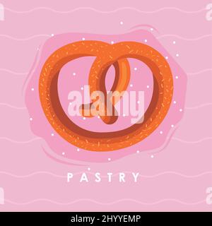 Brezel mit Gebäck Schriftzug Poster Stock Vektor