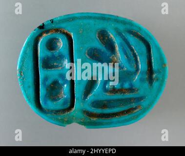 Scarab mit Thronname von Thutmose III. Ägypten, Neukönigreich 19. - 20. Dynastie (1315 - 1081 v. Chr.). Skulptur. Fayence Stockfoto