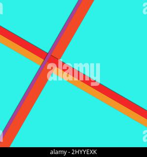 Illustration abstrakter Hintergrund Hintergrundbild mit orangefarbenen Kreuzlinien auf blauem leeren Hintergrund Stockfoto
