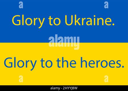 Ruhm der Ukraine, Ruhm den Helden patrionischer ukrainischer Slogan. Gelb blaue ukrainische Symbole. Vektorgrafik EPS 10 Stock Vektor