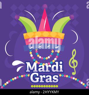 Farbige mardi Gras Poster isoliert Narr Hut Vektor Stock Vektor