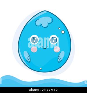 Isolierte glückliche Tropfen Wasser Cartoon Vektor Stock Vektor