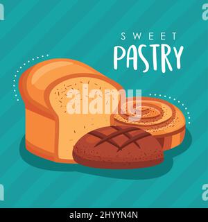 Süßes Gebäck mit Schriftzug und Brotsodem Stock Vektor