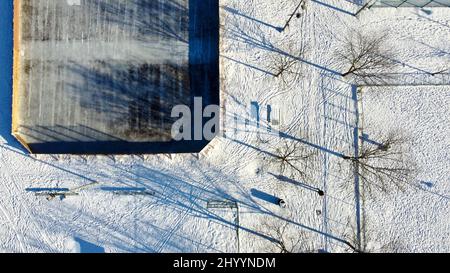 Draufsicht auf die Winterlandschaft Stockfoto