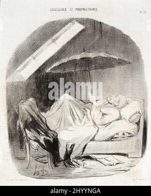 Brigand de Propriétaire qui ne veut me faire des reparations qu'au beau temps.... Honoré Daumier (Frankreich, Marseille, 1808-1879). Frankreich, 1847. Drucke; Lithographien. Lithographie Stockfoto