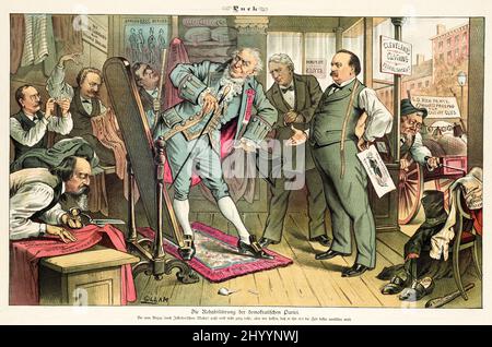 Cartoon von Puck. Joseph Keppler (Österreich, Wien, aktiv Vereinigte Staaten, 1838-1894)Bernhard Gillam (Vereinigte Staaten, 1856-1896). Usa, 1880-1889. Drucke; Lithographien. Lithographie Stockfoto