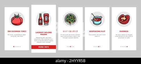 Tomate Natural Vitamin Vegetable Onboarding Icons Set Vektor Stock Vektor