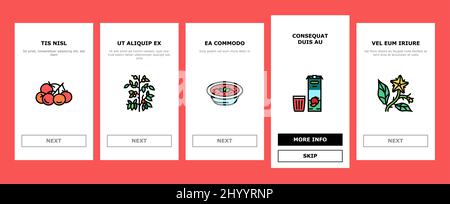 Tomate Natural Vitamin Vegetable Onboarding Icons Set Vektor Stock Vektor