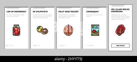 Tomate Natural Vitamin Vegetable Onboarding Icons Set Vektor Stock Vektor