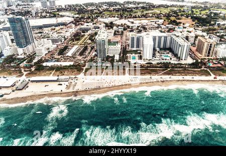 Luftansicht der Skyline von South Beach in Miami, Florida. Stockfoto