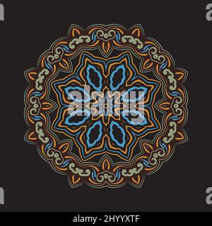 orientalisches Blumenmandala, Muster für Keramik und Stickerei. Vektorgrafik Stock Vektor