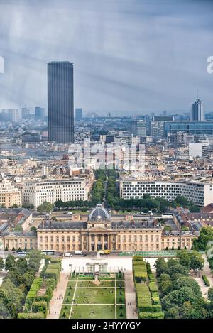 Trocadero Gärten Luftaufnahme vom Eiffelturm, Paris. Stockfoto