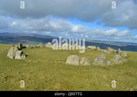 Moel Ty Uchaf Stone Circle, Llandrillo Stockfoto