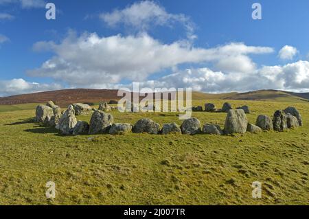 Moel Ty Uchaf Stone Circle, Llandrillo Stockfoto