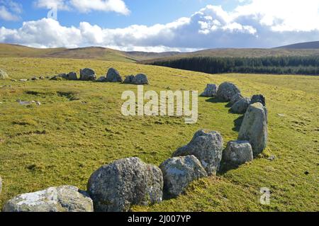 Moel Ty Uchaf Stone Circle, Llandrillo Stockfoto