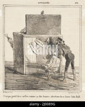 Gibralter und die griechischen Inseln im Ionischen Meer - C'est pas gentil de ce mefier çomme ca des bonnes Intentions de ce Brave John Bull. Cham (Graf Amédée-Charles-Henry de Noé) (Frankreich, Paris, 1819-1879). Frankreich, 1862. Drucke; Lithographien. Lithographie Stockfoto