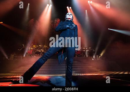 Tobias Forge von der Rockband Ghost tritt am 22. Februar 2019 live im Oslo Spektrum auf Stockfoto