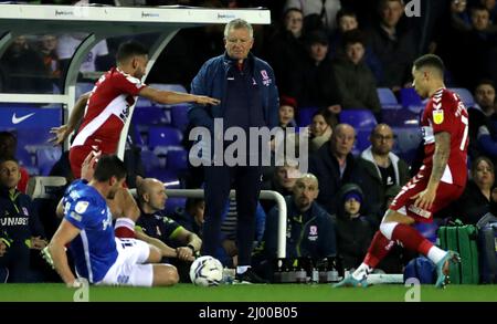 Middlesbrough-Manager Chris Wilder beim Sky Bet Championship-Spiel in St. Andrew's, Birmingham. Bilddatum: Dienstag, 15. März 2022. Stockfoto