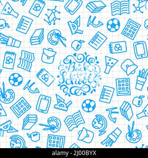 Nahtloser Hintergrund mit Schule Symbole, Vektor-Illustration Stock Vektor