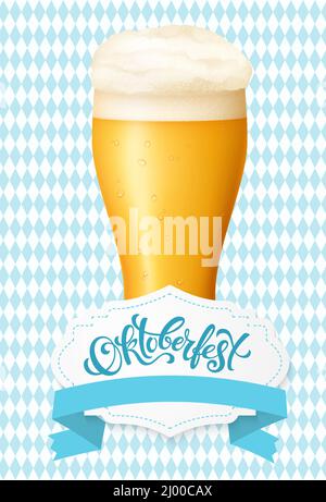 Oktoberfest Hintergrund. Happy Oktoberfest in deutscher Schrift und Typografie. Beer Festival Dekoration Abzeichen Symbol. Stock Vektor