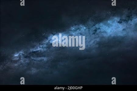 3D Illustration des Deep Space Hintergrunds, voller Sterne und Galaxien. Hochwertiges 5K-Sci-Fi-Rendering. Bildelemente der NASA Stockfoto