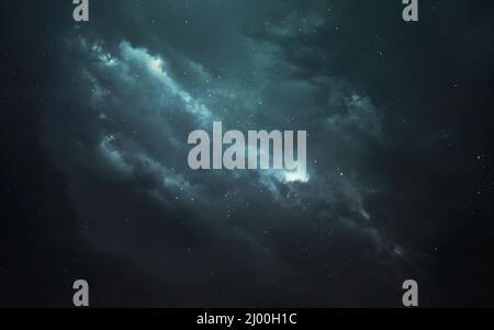 3D Illustration des Deep Space Hintergrunds, voller Sterne und Galaxien. Bildelemente der NASA Stockfoto