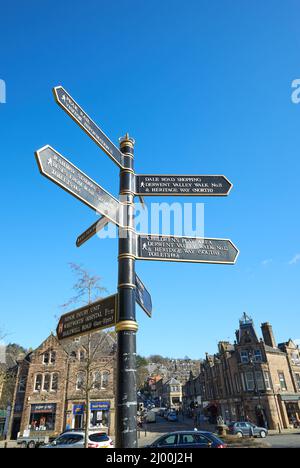 Touristenschild in Matlock, Derbyshire, Großbritannien Stockfoto